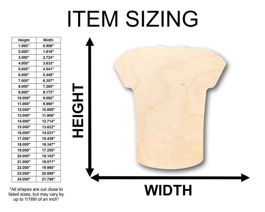 Unfinished Wood Blank Football Jersey Shape - Craft - up to 46" DIY