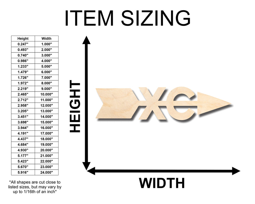 Unfinished Wood Cross Country XC Shape - Craft - up to 46" DIY