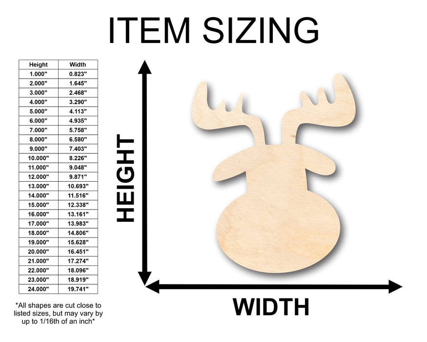 Unfinished Wood Cute Reindeer Head Shape - Craft - up to 46" DIY
