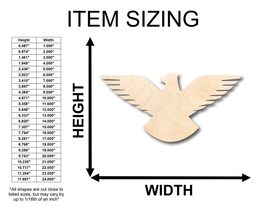 Unfinished Wood Eagle Patriotic Shape - Craft - up to 46" DIY