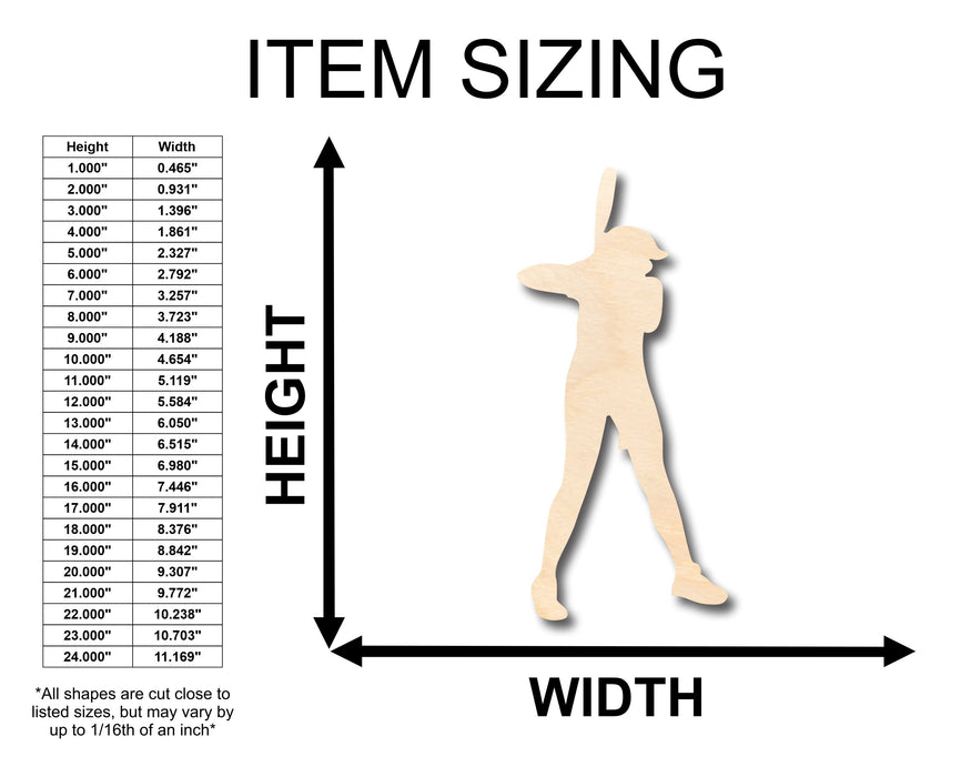 Unfinished Wood Softball Batter Shape - Craft - up to 46" DIY