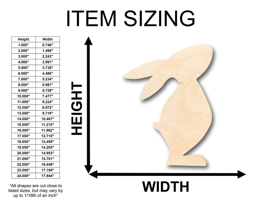 4x6 Solid Rabbit Unfinished Wood Standing Rabbit Shape - Craft - up to 46