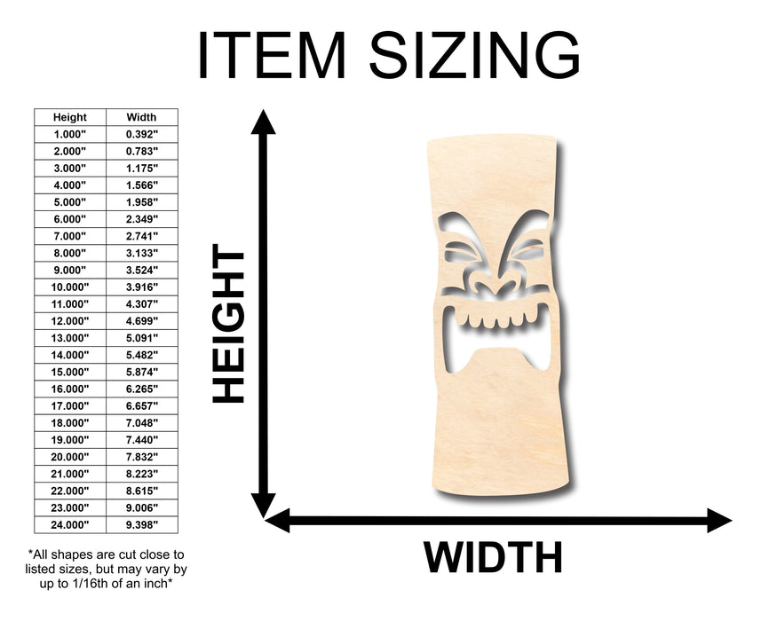 Unfinished Wood Tiki Head Shape - Craft - up to 46" DIY