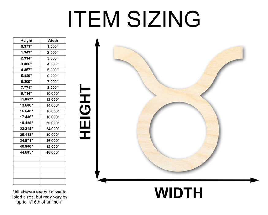 Unfinished Wood Taurus Sign Shape - Zodiac Craft - up to 46"
