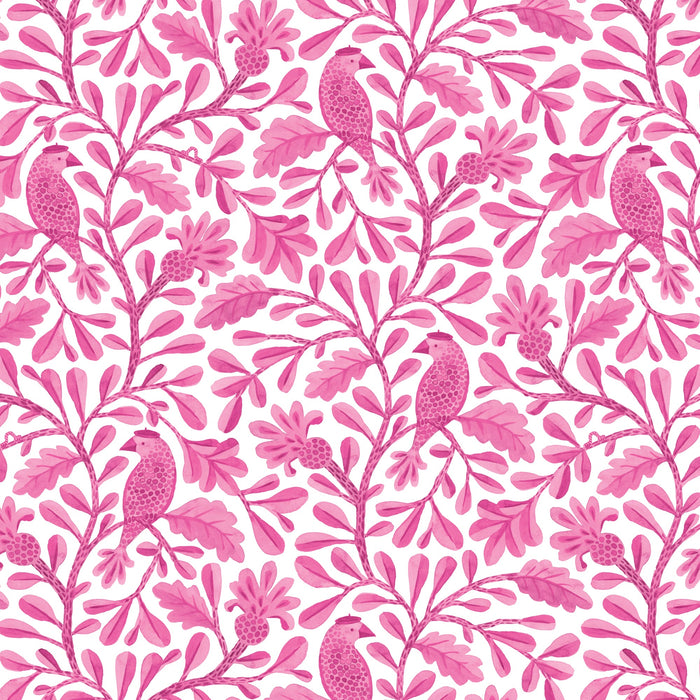 Bubblegum Roux Birds and Branches Cotton 44”/45” Fabric Per Yard