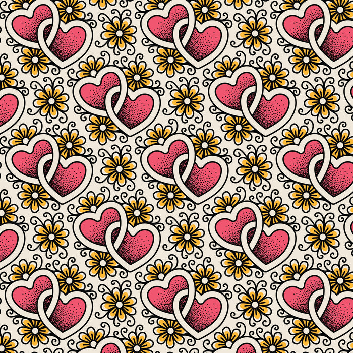 Joined Hearts Love Ink 3385 Cotton 44”/45” Fabric Per Yard