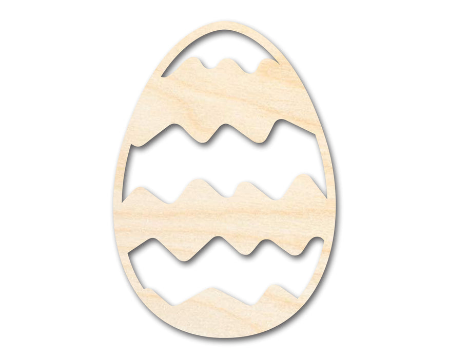 Unfinished Wood Wavy Striped Egg Shape - Easter Craft - up to 46" DIY