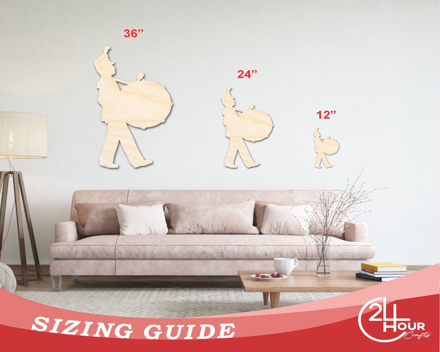 Unfinished Wood Marching Band Drumline Silhouette | DIY Band Craft Cutout | up to 46" DIY