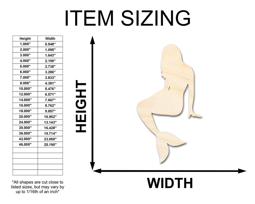 Unfinished Wood Mermaid Silhouette | DIY Craft Cutout | up to 46" DIY