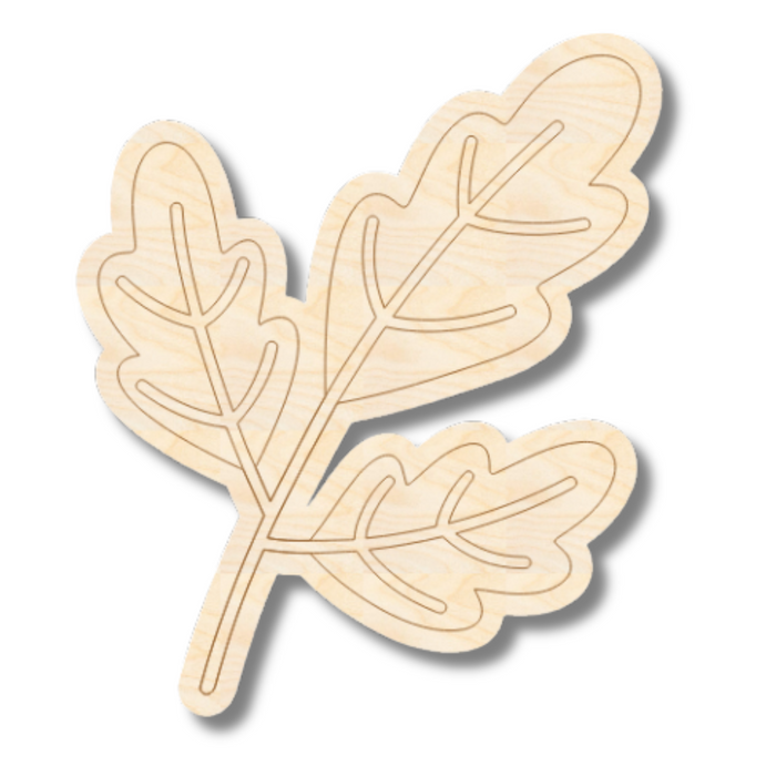 Unfinished Wood Etched Oak Leaf Shape | Paint By Line Crafts | up to 30" DIY