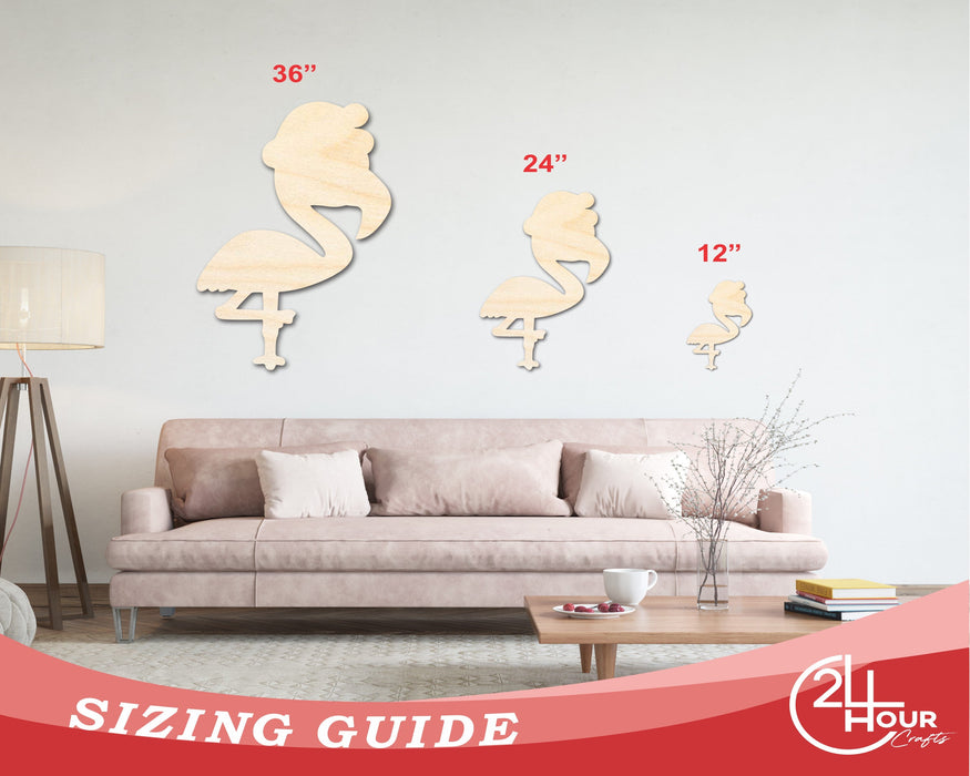 Unfinished Wood Christmas Flamingo Silhouette | DIY Christmas in July Craft Cutout | up to 46" DIY