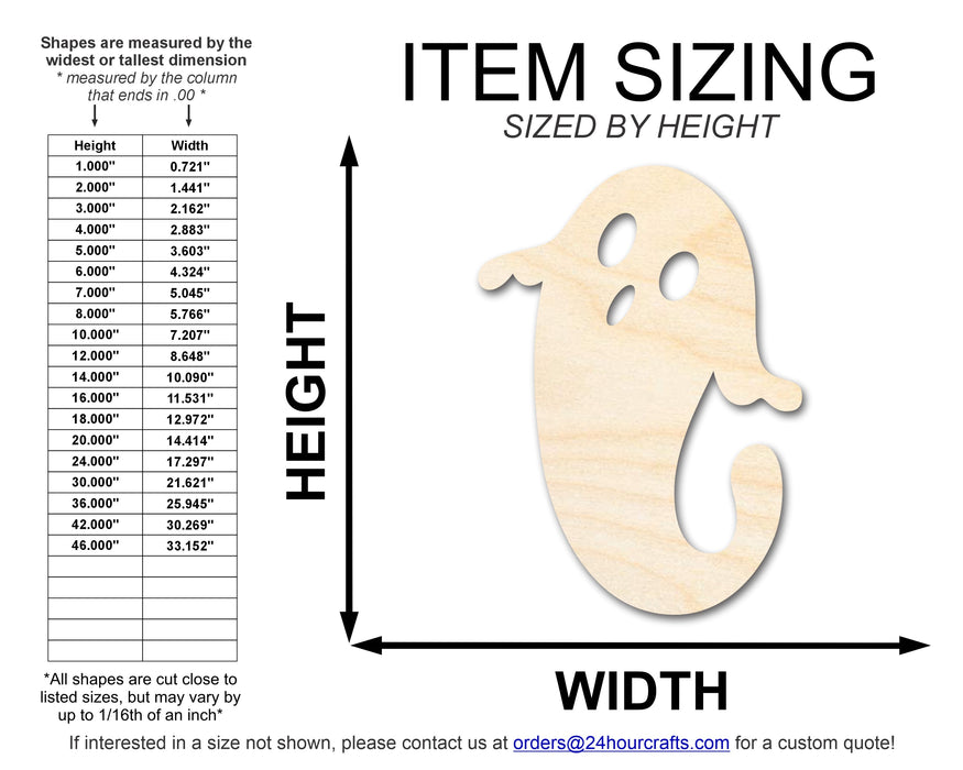 Unfinished Wood Ghost Shape | Craft Cutout | up to 46" DIY