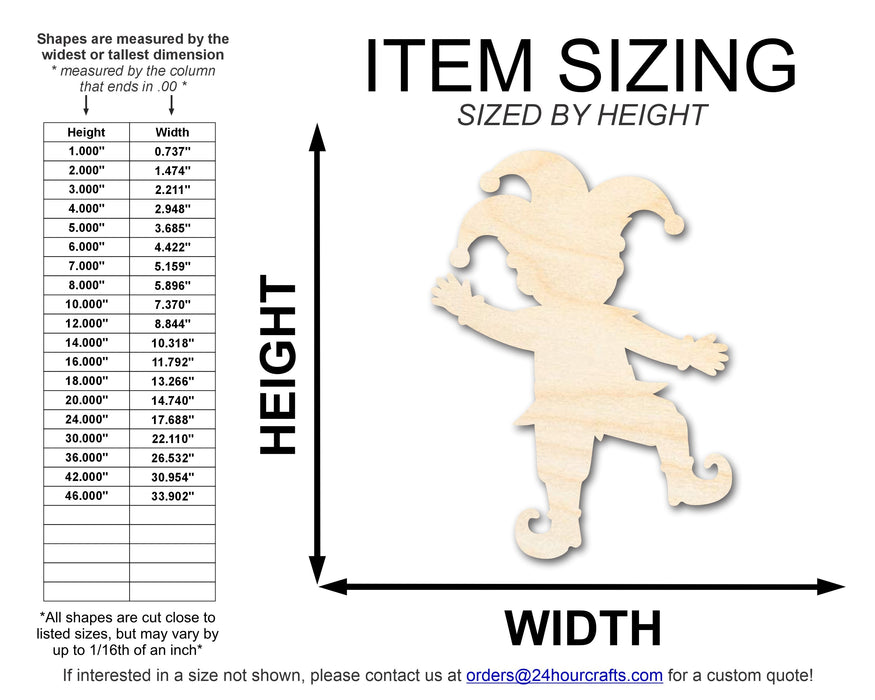 Unfinished Wood Dancing Jester Silhouette | Mardi Gras | DIY Craft Cutout | up to 46" DIY