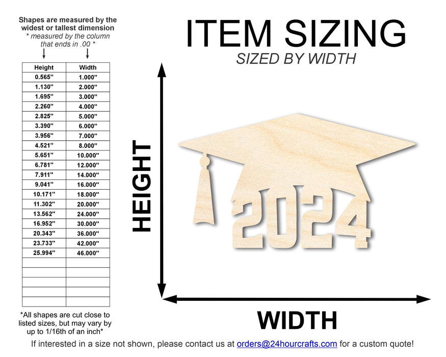 Unfinished 2024 Graduation Cap Shape | DIY Craft Cutout | up to 46" DIY