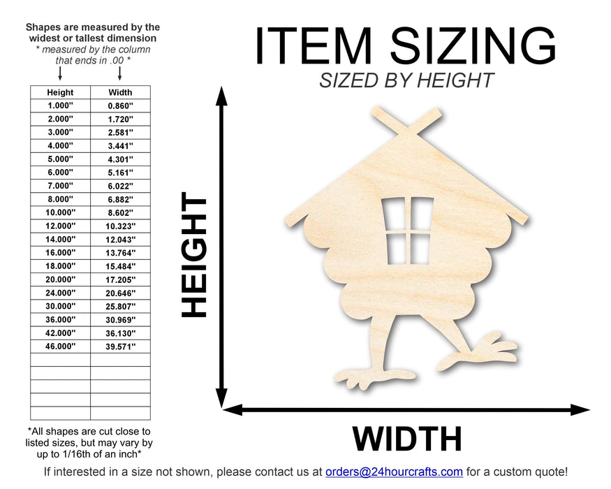 Unfinished Baba Yaga House Wood Cutout Shape | DIY Craft Cutout | up to 46" DIY