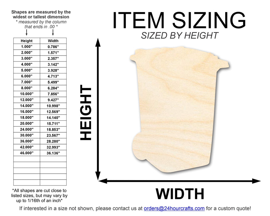 Unfinished Trash Can Shape | DIY Craft Cutout | up to 46" DIY