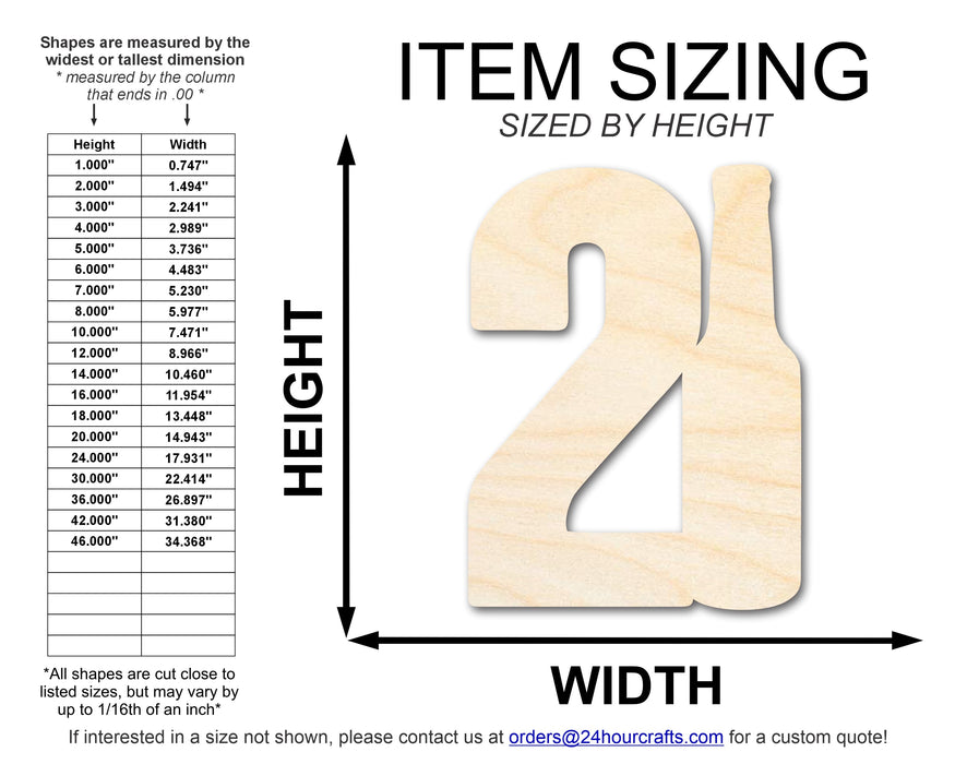 Unfinished Twenty One Bottle Shape | DIY Craft Cutout | up to 46" DIY
