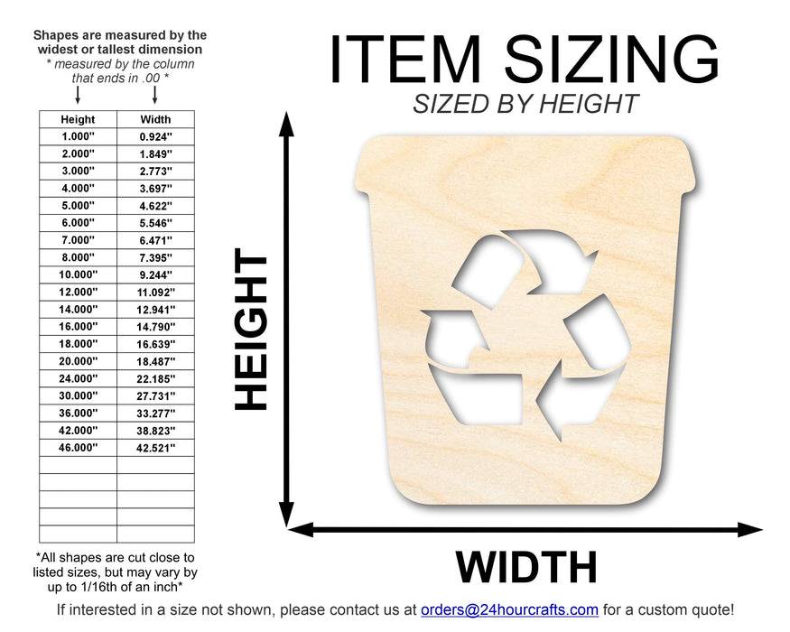 Unfinished Recycle Bin Shape | DIY Craft Cutout | up to 46" DIY