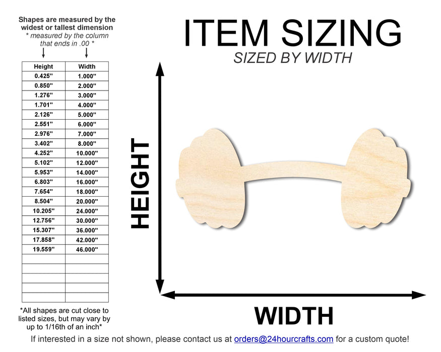 Unfinished Barbell Shape | DIY Craft Cutout | up to 46" DIY