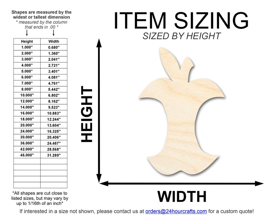 Unfinished Apple Core Shape | DIY Craft Cutout | up to 46" DIY