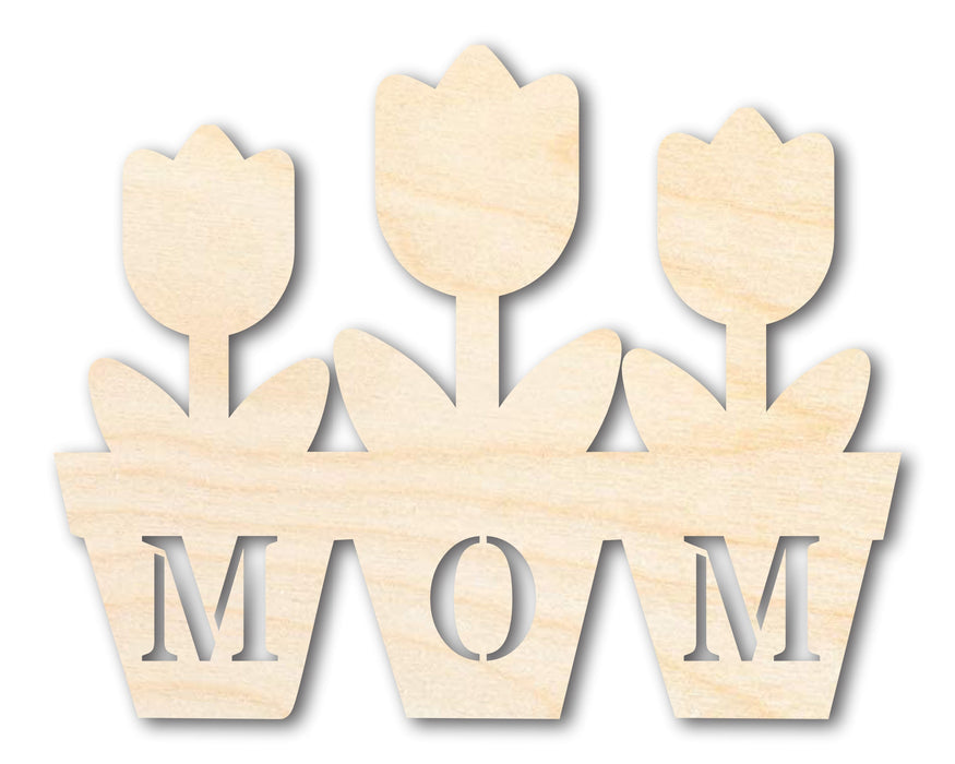 Unfinished Mom Flower Pot Shape | DIY Craft Cutout | up to 46" DIY