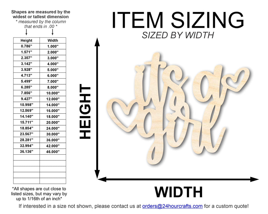 Unfinished Its A Girl Sign Shape | DIY Craft Cutout | up to 46" DIY