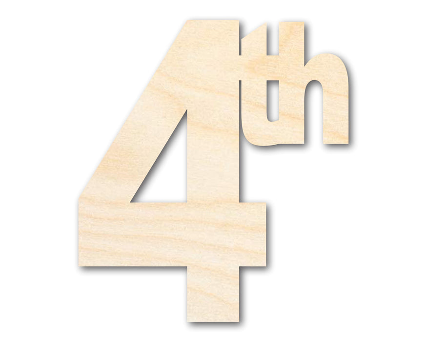 Unfinished Wood 4th Cutout | DIY Craft Cutout | up to 46" DIY