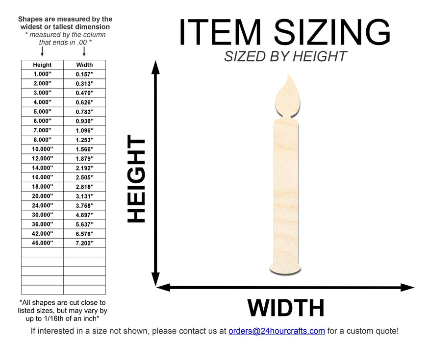Unfinished Wood Birthday Candle Shape | DIY Craft Cutout | up to 46" DIY