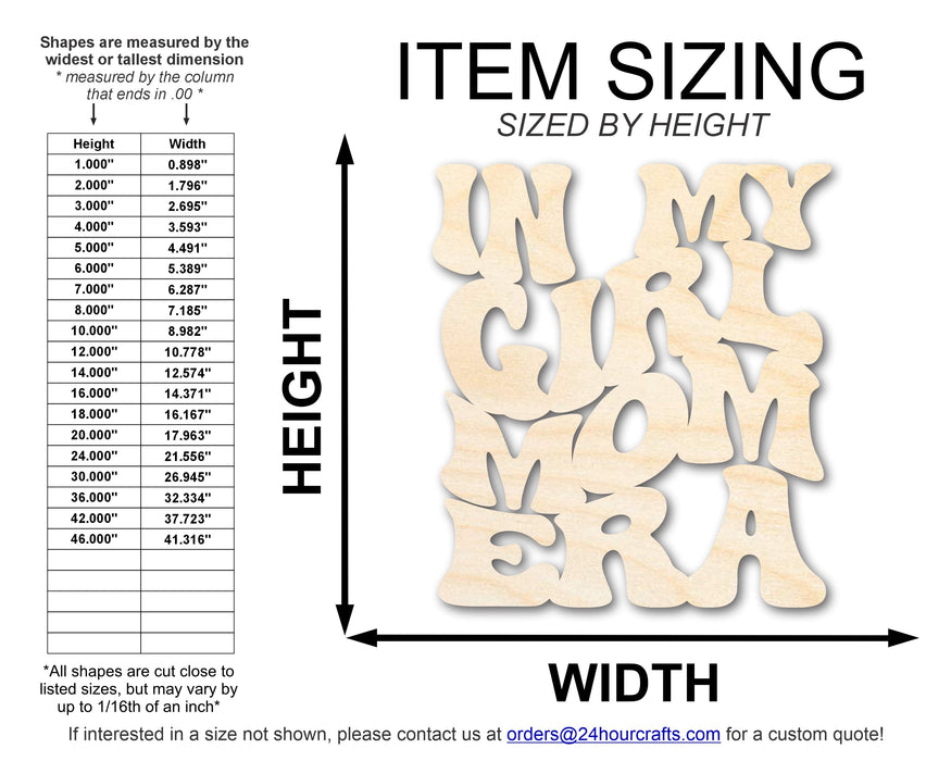 Unfinished Wood In My Girl Mom Era Cutout | DIY Craft Shape | up to 46" DIY