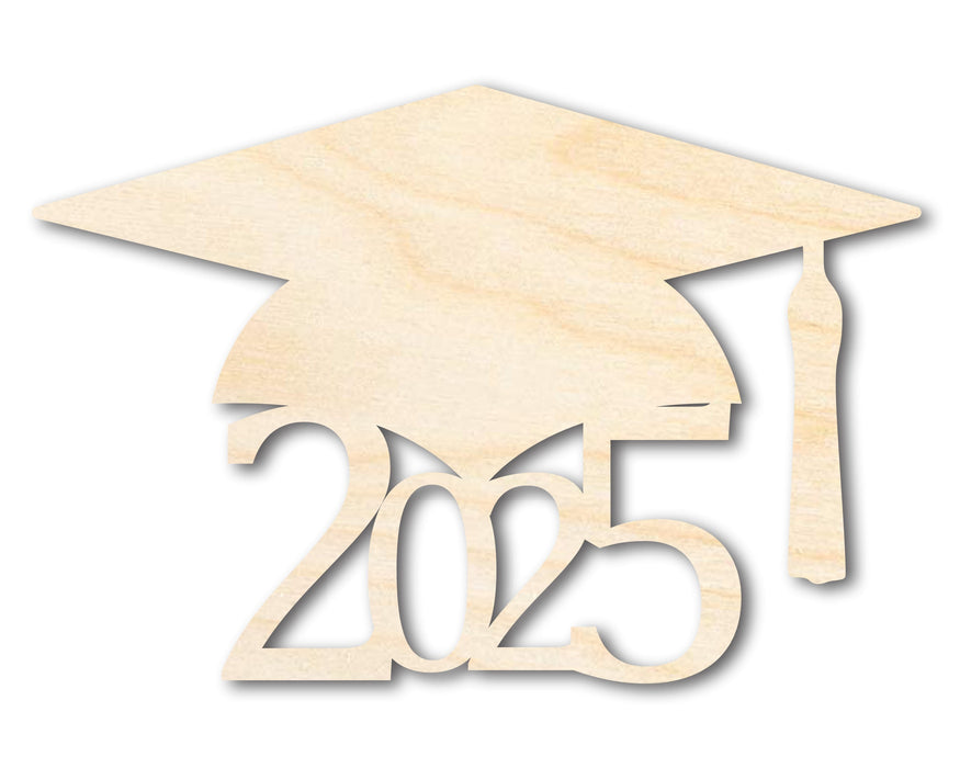 Unfinished Wood Grad Cap 2025 Shape | DIY Craft Cutout | up to 46" DIY