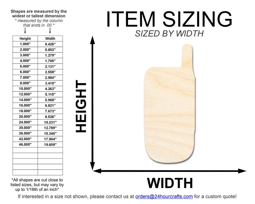 Unfinished Wood Flip Phone Shape | DIY Craft Cutout | up to 46" DIY