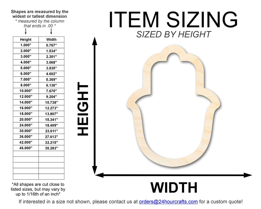 Unfinished Wood Hamsa Outline Shape | DIY Craft Cutout | up to 46" DIY