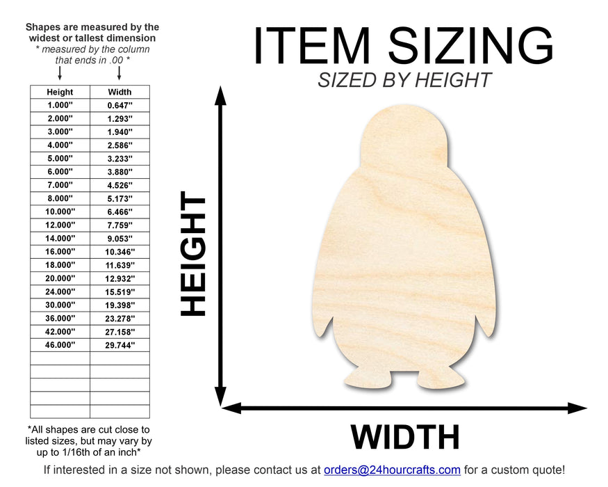 Unfinished Wood Cute Penguin Shape | DIY Craft Cutout | up to 46" DIY
