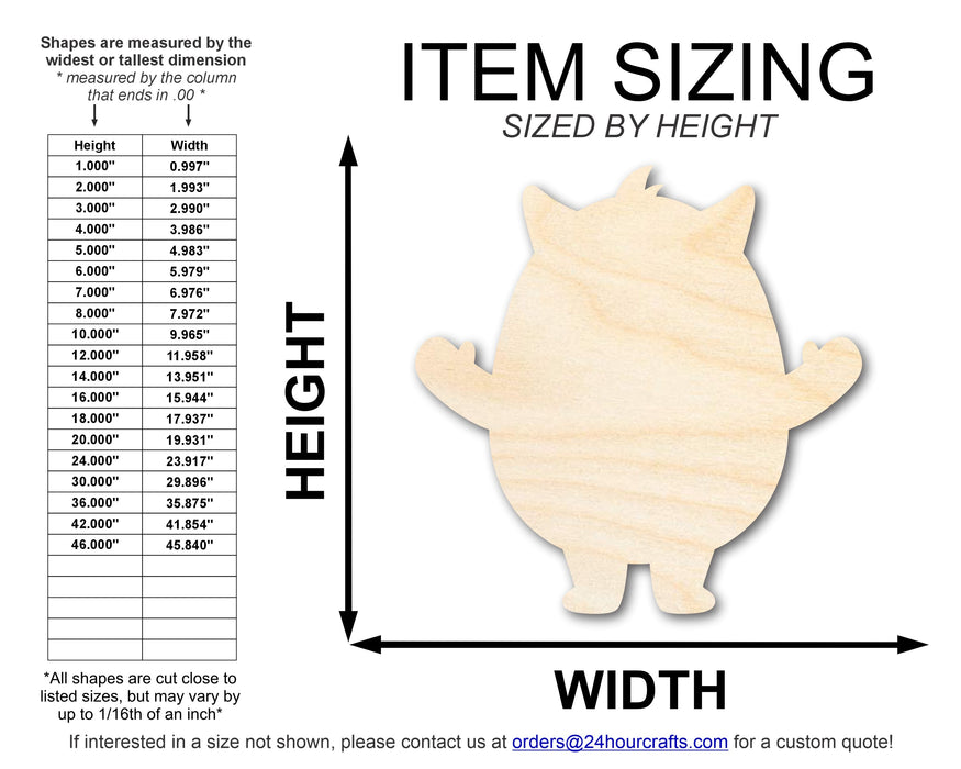 Unfinished Wood Cute Yeti Shape | DIY Craft Cutout | up to 46" DIY