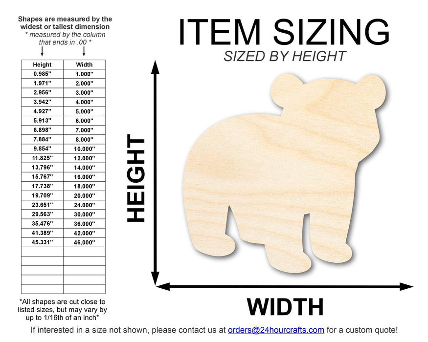 Unfinished Wood Cute Polar Bear Shape | DIY Craft Cutout | up to 46" DIY