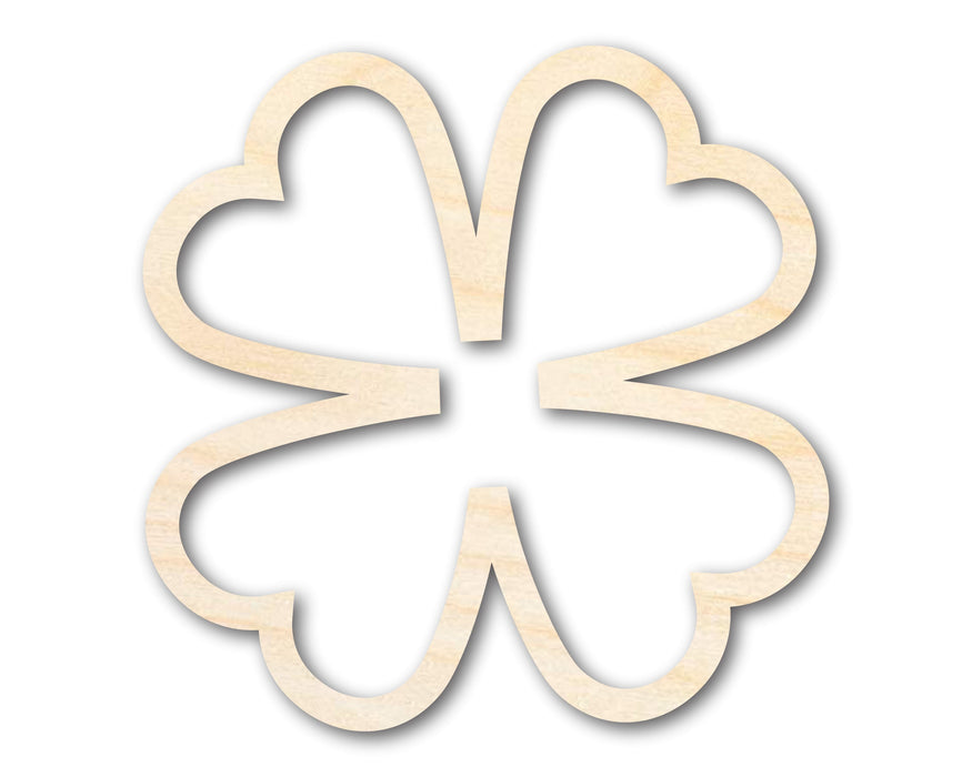 Unfinished Wood Four Leaf Clover Outline Shape | DIY Craft Cutout | up to 46" DIY