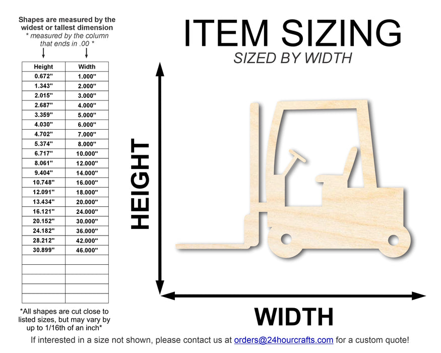 Unfinished Wood Fork Lift Shape | DIY Craft Cutout | up to 46" DIY