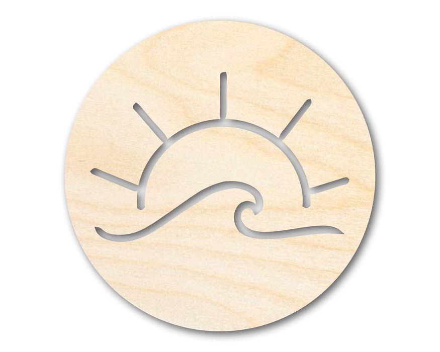 Unfinished Wood Ocean Wave and Sun Cutout Shape | DIY Craft Cutout | up to 46" DIY