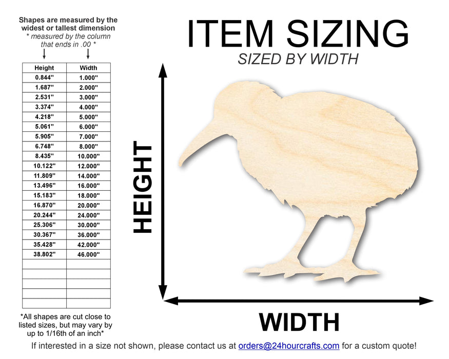 Unfinished Wood Kiwi Bird Shape | DIY Craft Cutout | up to 46" DIY