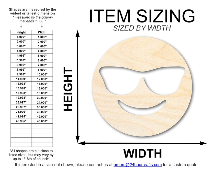 Unfinished Wood Sunglass Face Shape | DIY Craft Cutout | up to 46" DIY