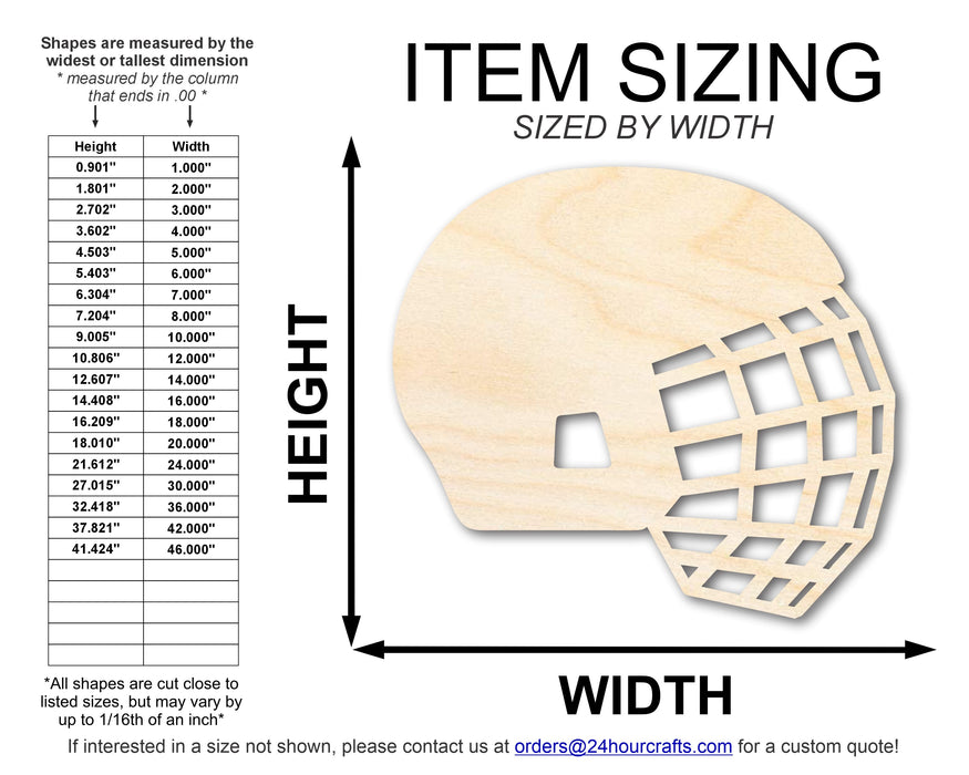 Unfinished Wood Hockey Helmet with Cage Shape | DIY Craft Cutout | up to 46" DIY