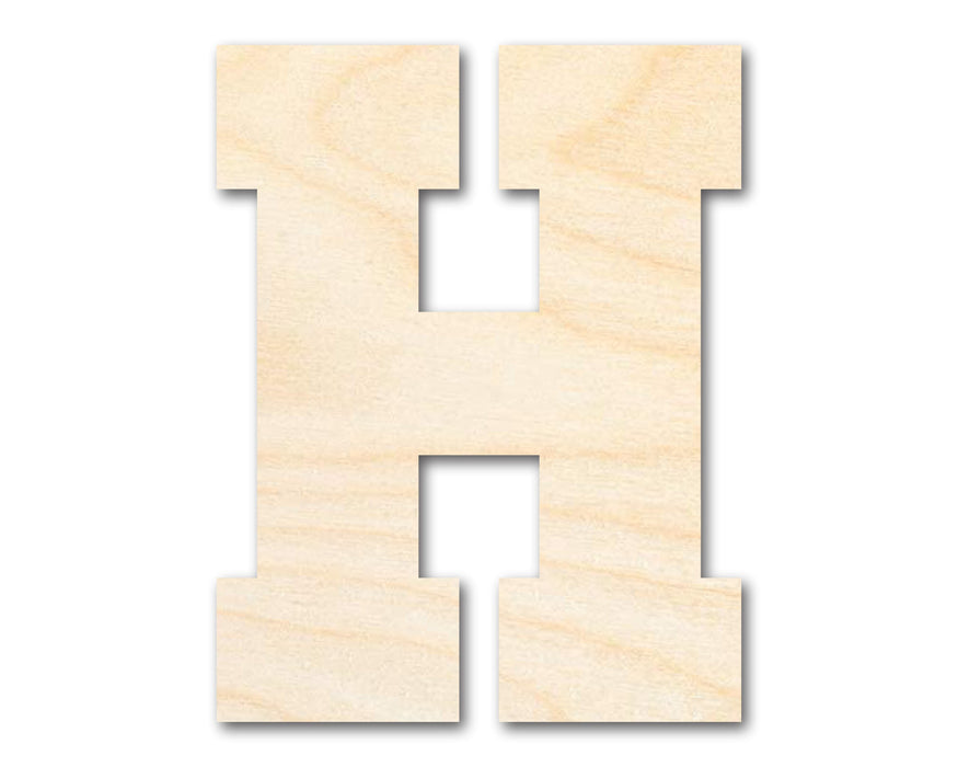 Unfinished Wood Varsity Team Font - H Shape | DIY Craft Cutout | up to 46" DIY