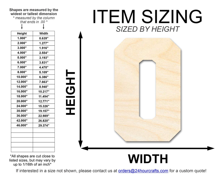 Unfinished Wood Varsity Team Font - O Shape | DIY Craft Cutout | up to 46" DIY
