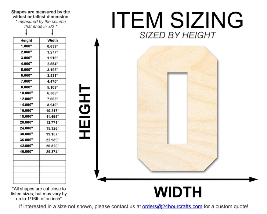 Unfinished Wood Varisty Number Zero Shape | DIY Craft Cutout | up to 46" DIY