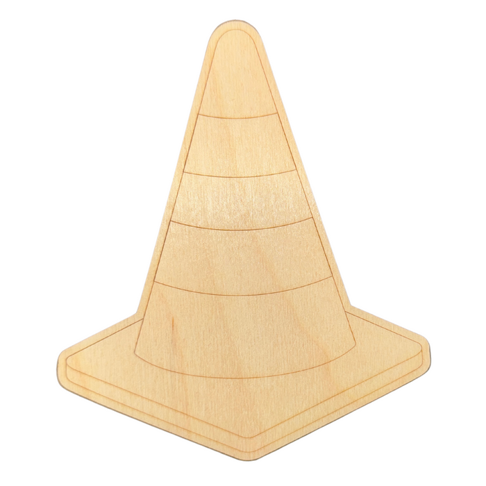 Unfinished Wood Etched Construction Cone Shape | Paint By Line Crafts | up to 30" DIY