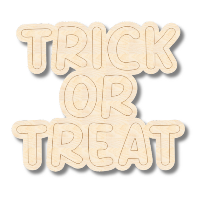 Unfinished Wood Etched Trick or Treat Shape | Paint By Line Crafts | up to 30" DIY