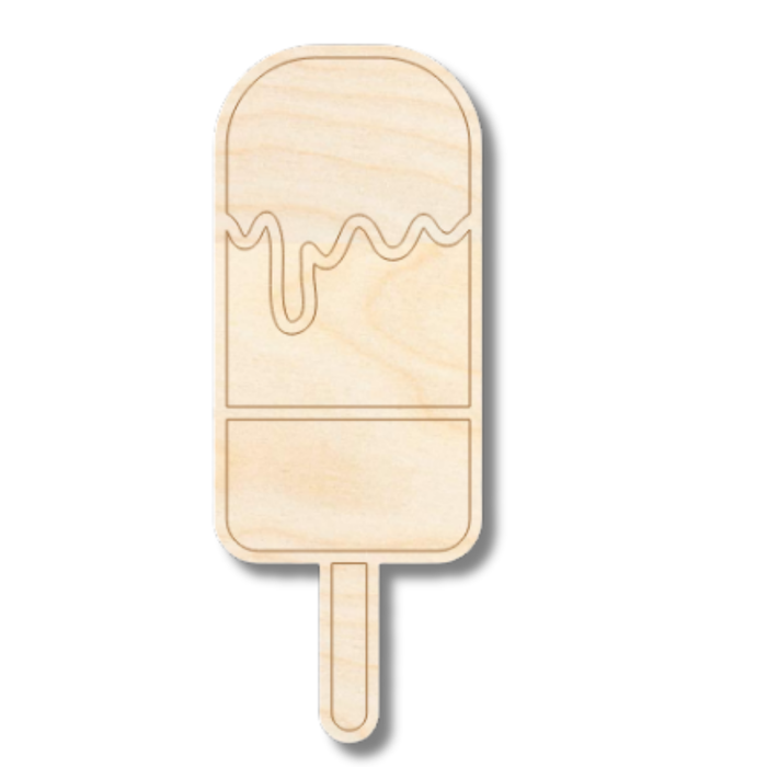 Unfinished Wood Etched Melting Popsicle Shape | Paint By Line Crafts | up to 30" DIY