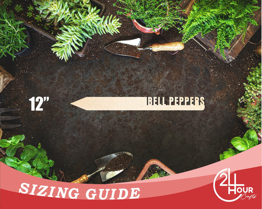 Unfinished Wood Bell Peppers Garden Stake | DIY Craft Cutout | up to 24" DIY
