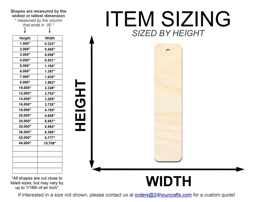 Unfinished Wood Round Rectangle Bookmark Shape | DIY Craft Cutout | up to 12" DIY