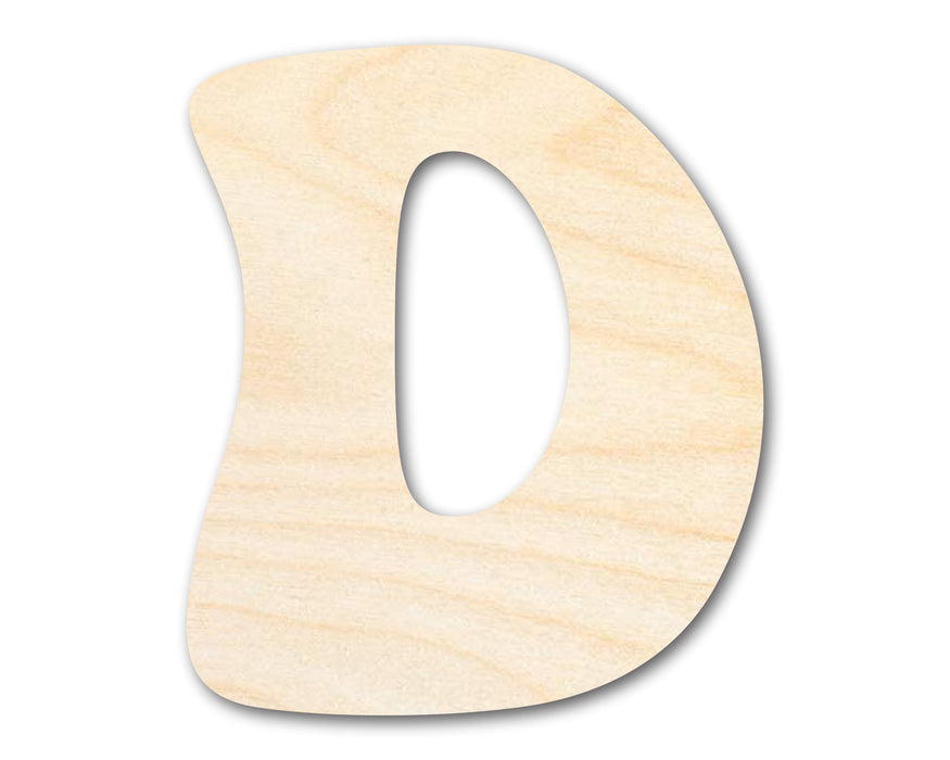 Unfinished Wood Groovy D Font Shape | DIY Craft Cutout | up to 46" DIY